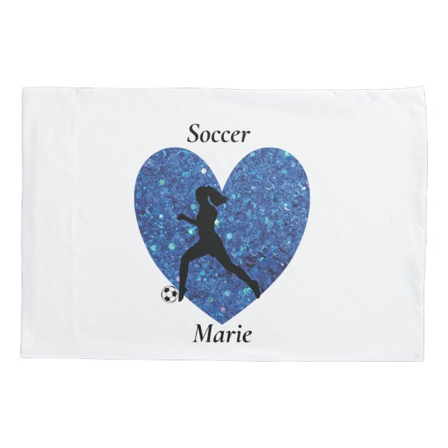 Funda De Cojín  Soccer Girl Heart, Personalized Name soccer Girl (Reverso)