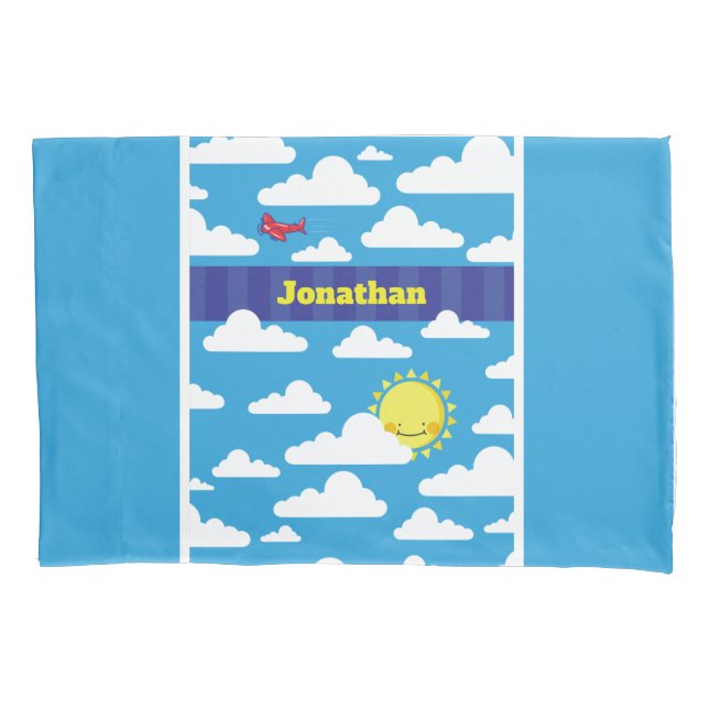 Funda De Cojín Sol sonriente reversible personalizado, Luna y Est (Anverso)
