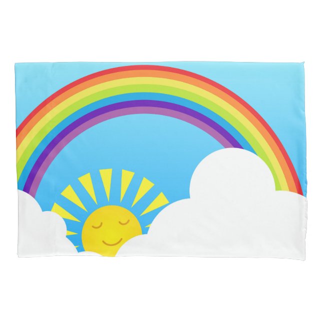 Funda De Cojín Sol y nubes del arco iris (Anverso)