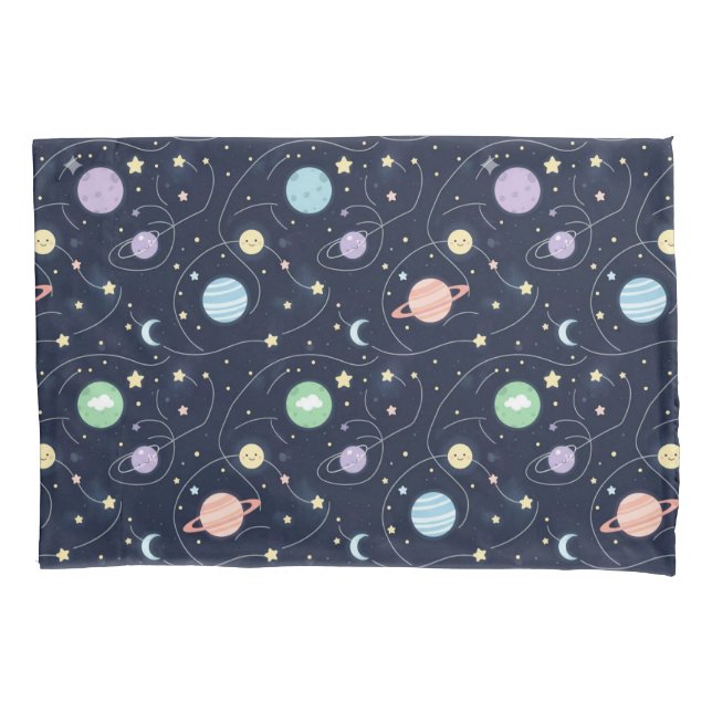 Funda De Cojín Solar System Planets Seamless Pattern (Anverso)