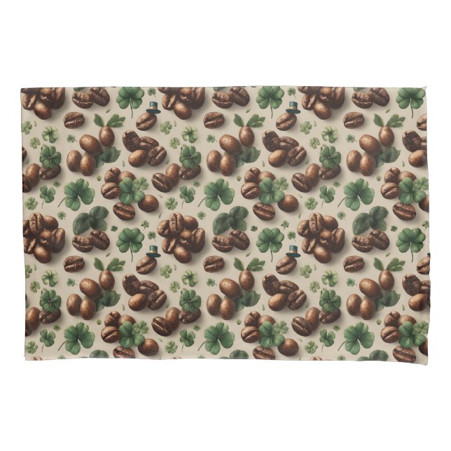 Funda De Cojín St. Patrick’s Day Coffee & Shamrock Pattern (Anverso)