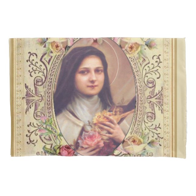 Funda De Cojín St. Teresa el pequeño crucifijo de los rosas de la (Anverso)
