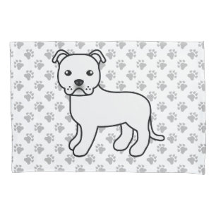 Funda De Cojín Staffie inglés blanco Perro de dibujos animados li