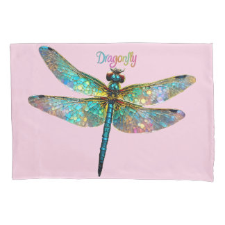 Funda De Cojín Stained Glass Colorful Dragonfly