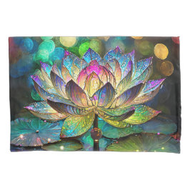 Funda De Cojín Stained Glass Vibrant Lotus Flower