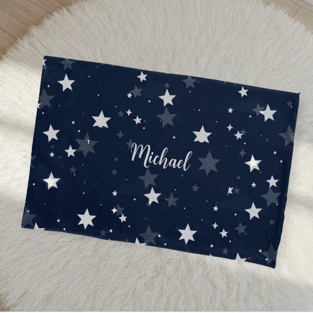 Funda De Cojín Star Pattern Pillow Cover with Custom Name - Blue  (Subido por el creador)