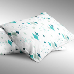 Funda De Cojín Starburst Mid Century Patrón moderno Aqua Verde az