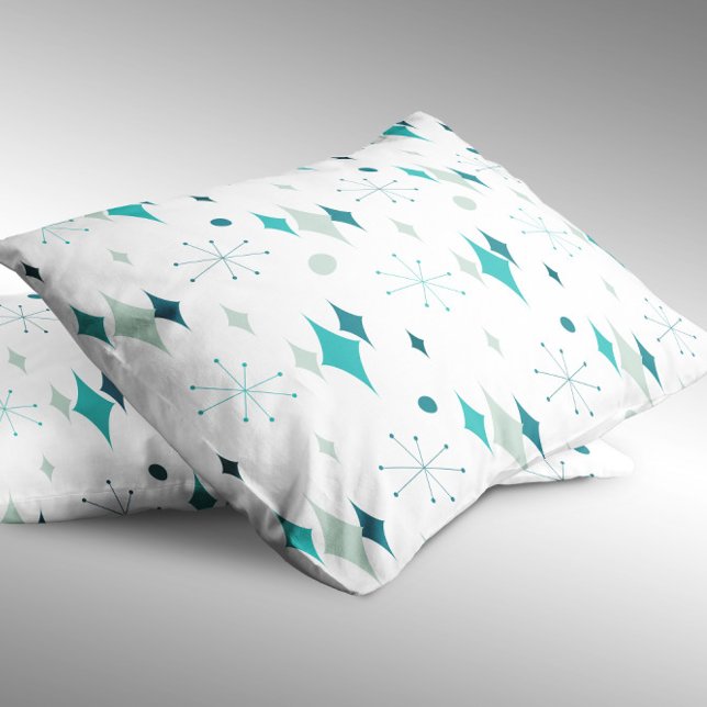 Funda De Cojín Starburst Mid Century Patrón moderno Aqua Verde az (Starburst Mid Century Modern Pattern Teal Aqua Pillow Case)