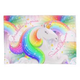 Funda De Cojín Starburst Unicorn Princesa Arcoiris Sweets Dreams