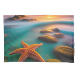 Funda De Cojín Starfish en la playa al amanecer
