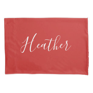Funda De Cojín Su guión blanco Personalizado en rojo