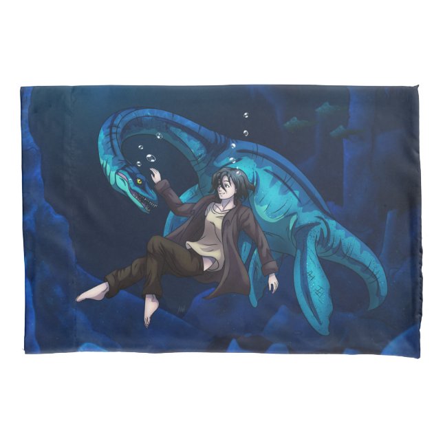Funda De Cojín Subacuático con un Plesiosaurio (Anverso)