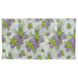 Funda De Cojín Suculentos tonos de verde marino y de lavanda