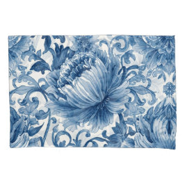 Funda De Cojín Sueños Azules | Chinoisería de Acuarela Floral