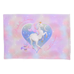 Funda De Cojín Sueños dulces de princesa de unicornio rosa