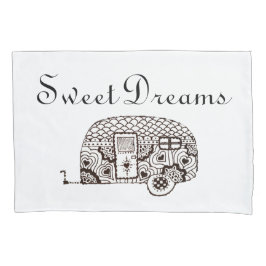 Funda De Cojín Sueños dulces del glamper blanco y negro