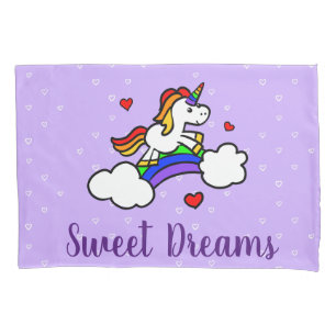 Funda De Cojín Sueños dulces Unicornio Corazón Lilac