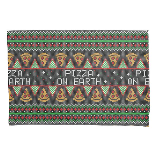 Funda De Cojín Suéter de Navidades feos de Pizza (Anverso-izquierdo)