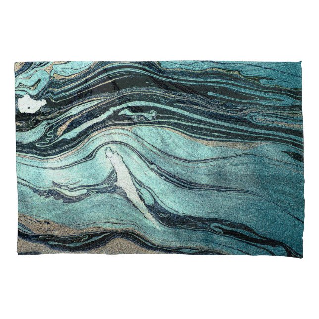Funda De Cojín Suminagashi, arte marbling japonés. (Anverso)