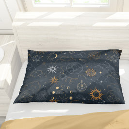 Funda De Cojín Sun Moon Stars Dark Celestial Pattern