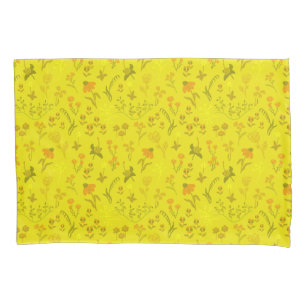 Funda De Cojín Sunny Meadow Flores Patrón Amarillo