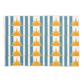 Funda De Cojín Suns amarillas naranjas en franjas Verde azuladas