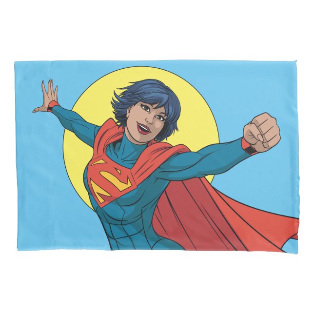 Funda De Cojín Supergirl volando con traje azul (Anverso)