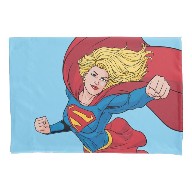 Funda De Cojín Supergirl Volando hacia arriba Ilustracion (Anverso)