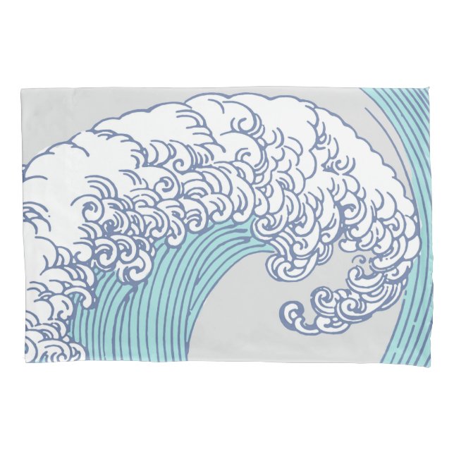 Funda De Cojín Surf asiático japonés ondea arte oceánico (Anverso)