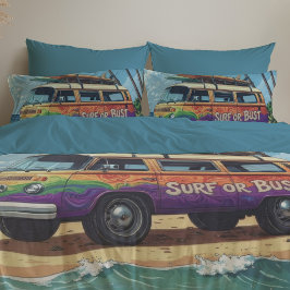 Funda De Cojín Surf o reventar Groovy Retro Hippie Surfista Autob