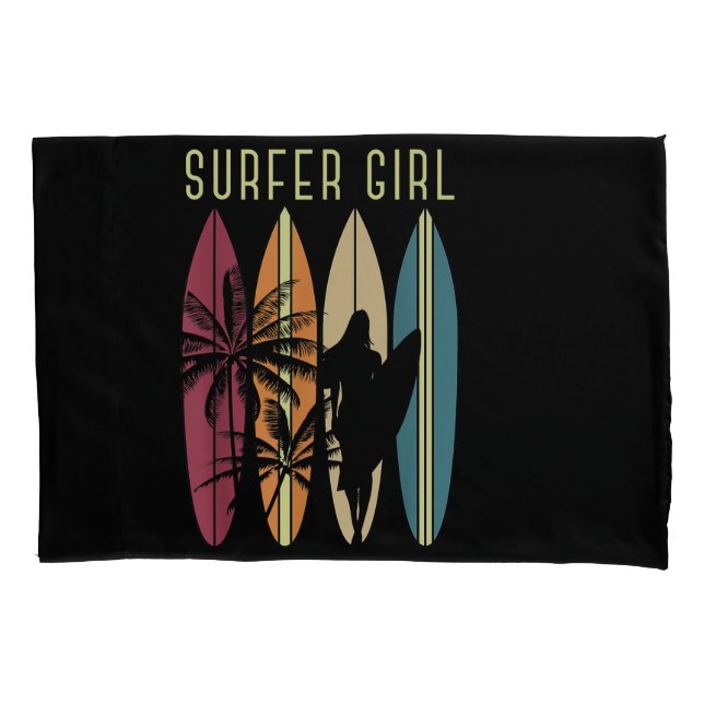 Funda De Cojín Surfista Chica Surfboard Chicas Surf Oce (Anverso)