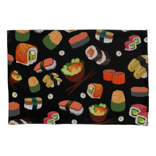 Funda De Cojín Sushi colorido sobre fondo negro