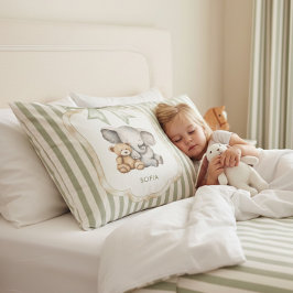 Funda De Cojín Sweet Elephant and Teddy Bear Hugging Baby Girl 