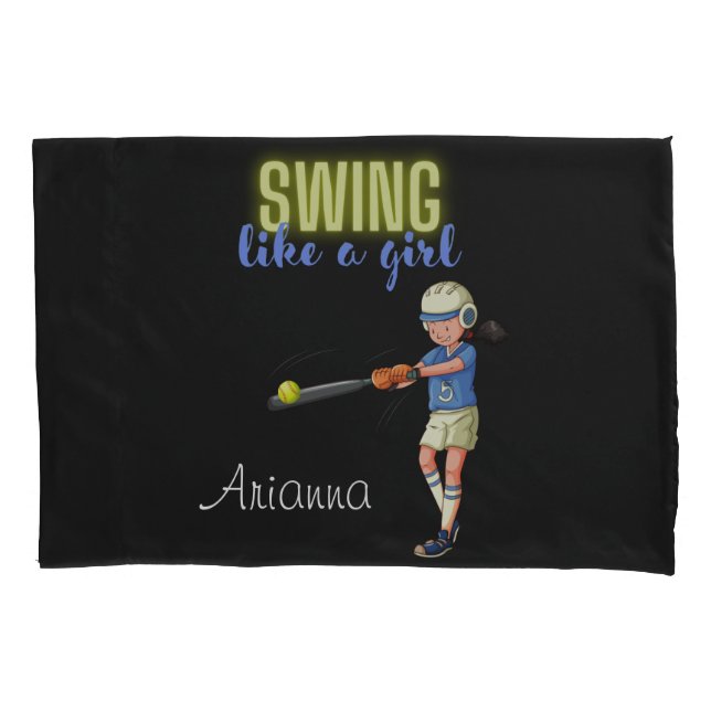 Funda De Cojín Swing Como Un Softbol Chica (Anverso)