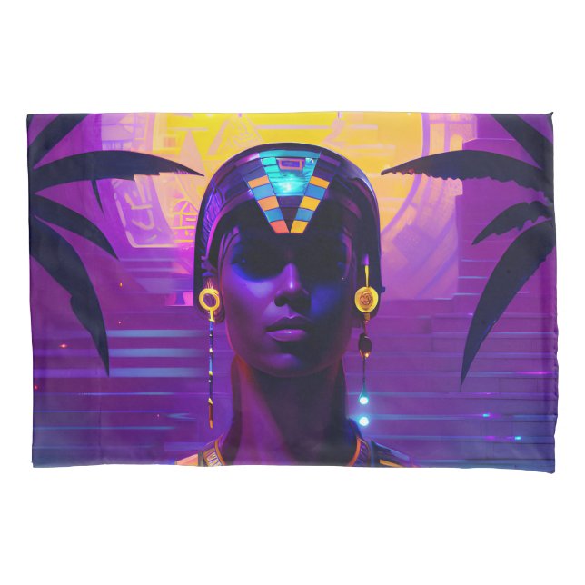 Funda De Cojín Synthwave Pharaoh (Anverso)
