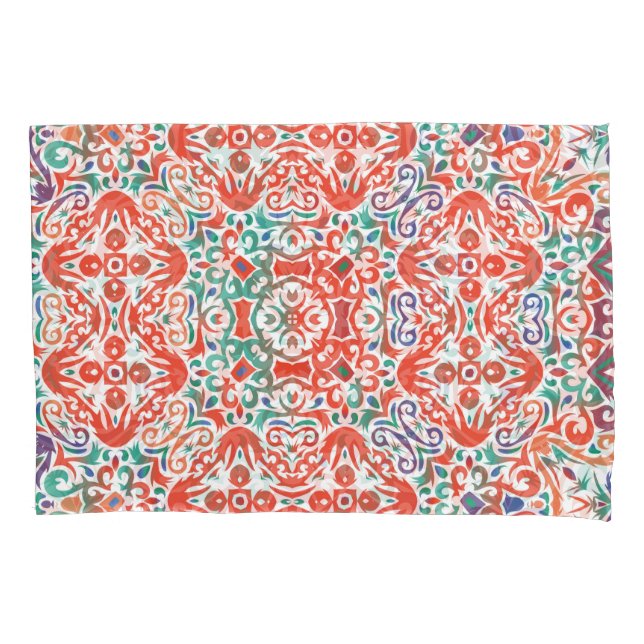 Funda De Cojín Talavera mexicana: Collage de mosaicos étnicos. (Anverso)