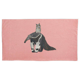 FUNDA DE COJÍN TAMANDUA Y BÚHO