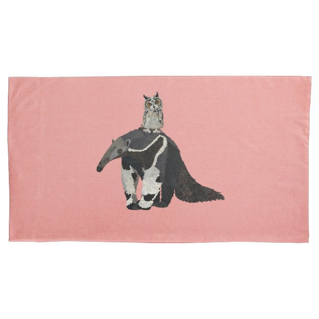 FUNDA DE COJÍN TAMANDUA Y BÚHO (Anverso)