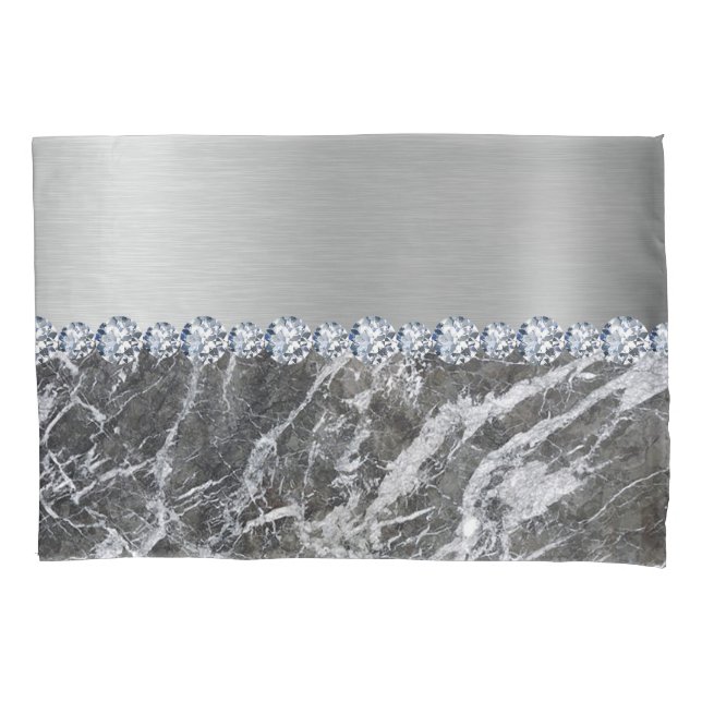 Funda De Cojín Tamaño estándar de mármol plateado (Anverso)