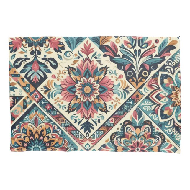 Funda De Cojín Tamaño estándar del patrón BOHO (Anverso)
