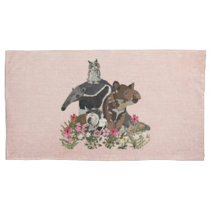 FUNDA DE COJÍN TAPIR, TAMANDUA, TAMARIN & BÚHO