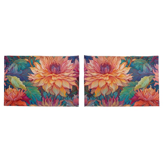 Funda De Cojín Tapiz floral de Dahlia (Reverso-Set)