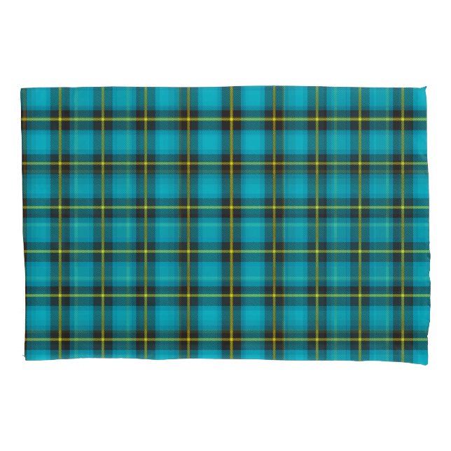 Funda De Cojín Tartan Blue Black Yellow Pattern trendy (Anverso)