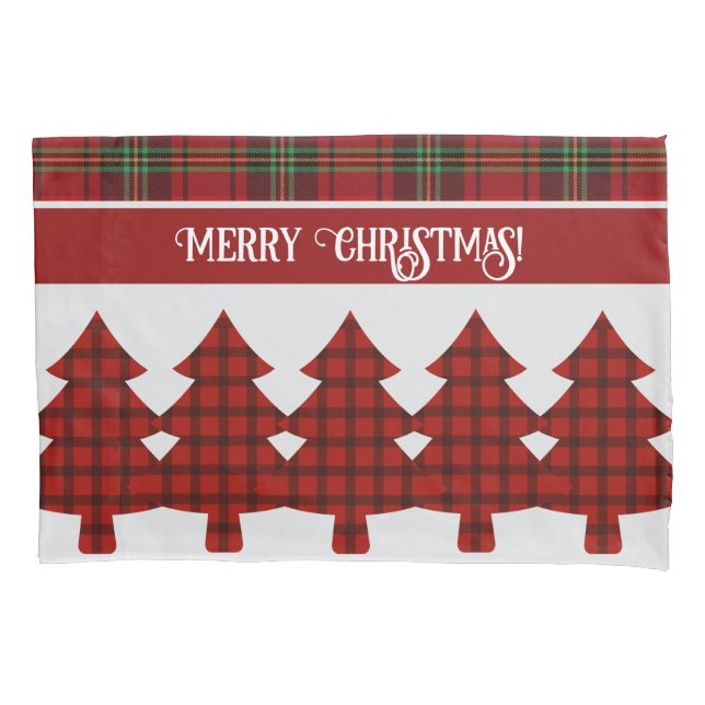 Funda De Cojín Tartán rojo negro verde acogedor (Anverso)