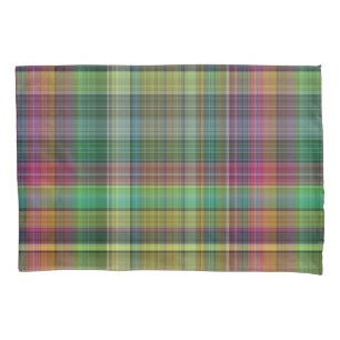Funda De Cojín Tartán verde rosado amarillo de la tela escocesa