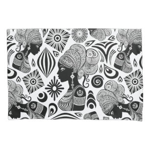 Funda De Cojín Tatuaje tribal de retrato Chica africano