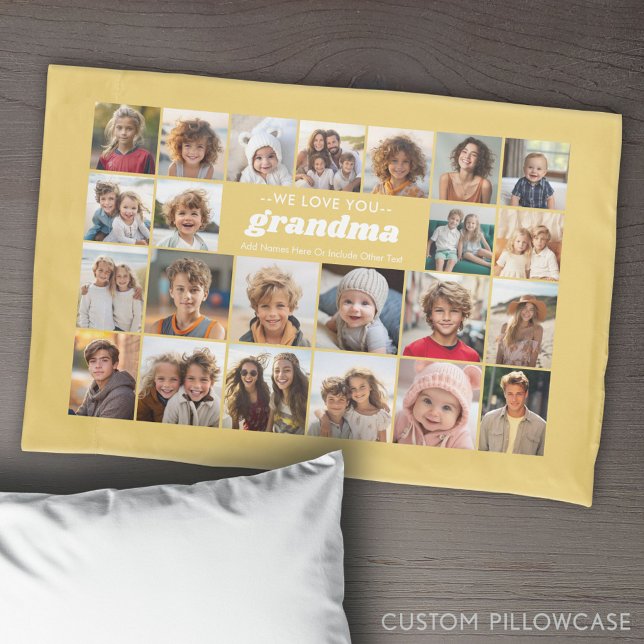 Funda De Cojín Te queremos abuela - 23 Collages de fotos (Create Your Own Photo Collage Pillowcase)