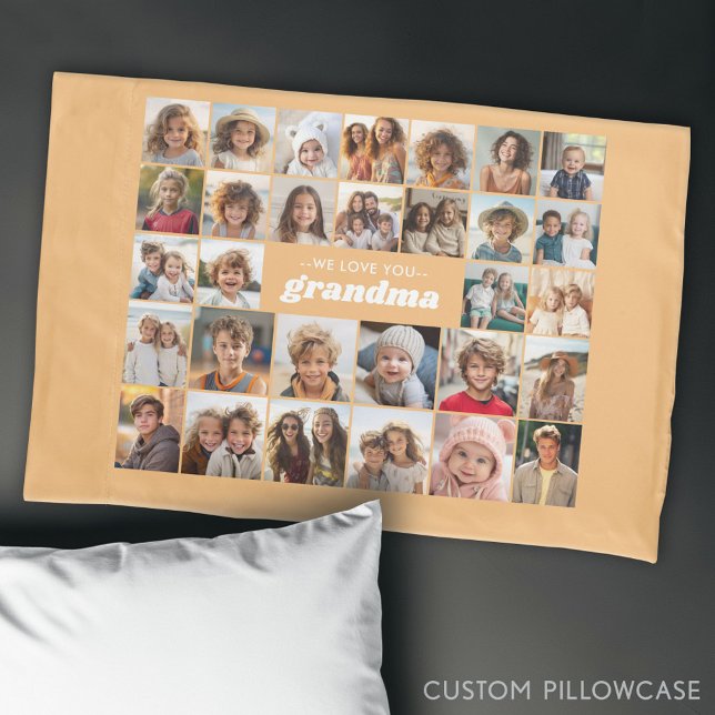 Funda De Cojín Te queremos abuela - 30 Collages de fotos (Custom Photo Collage Pillowcase)