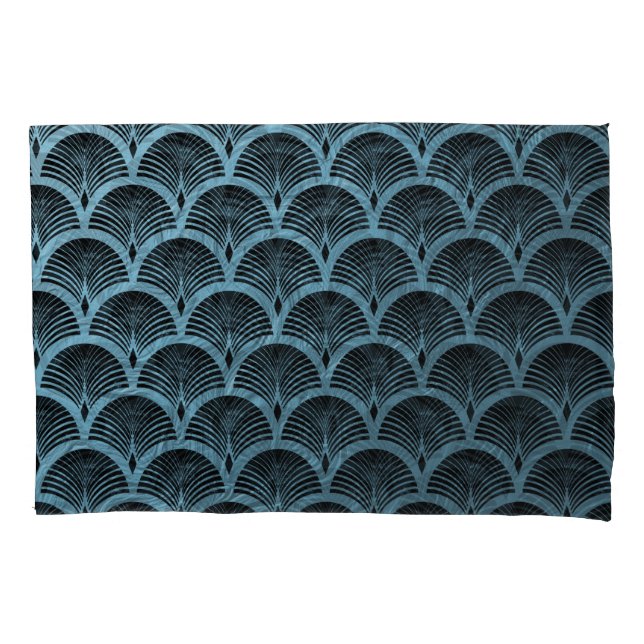 Funda De Cojín teal art deco fan pattern,teal,art deco,metallic,f (Anverso)