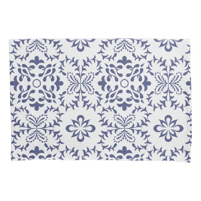 Funda De Cojín Tejas italianas de motivos mediterráneos blanco y  (Anverso)